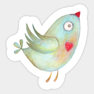 Cute Crayon Bird Sticker